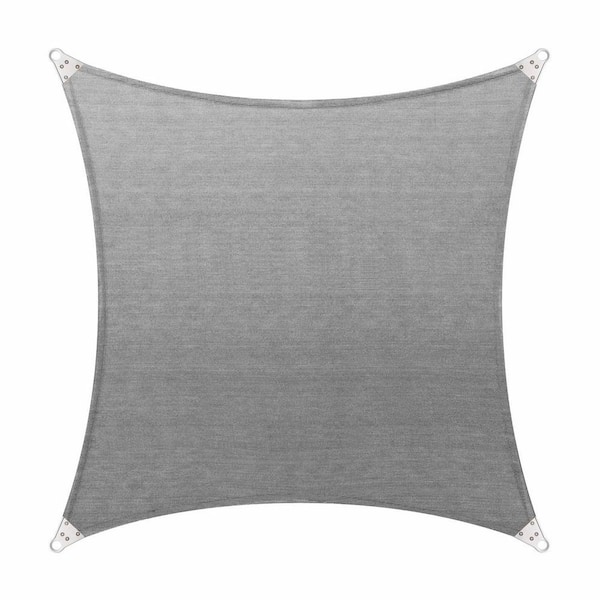 COLOURTREE 20 ft. x 20 ft. 260 GSM Reinforced (Super Ring) Grey Square Sun Shade Sail
