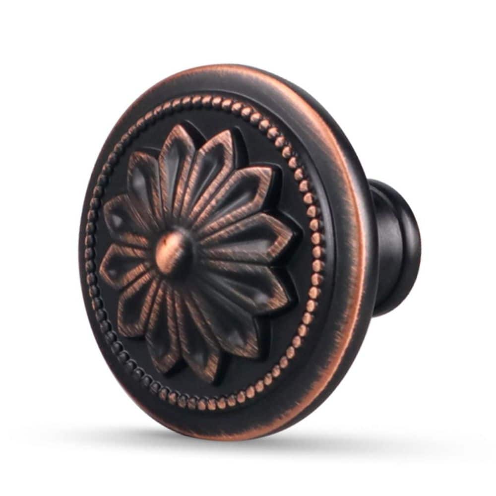 10 Pack 1-2/5 in. Oil Rubbed Bronze Round Knobs Floral Design Zinc Alloy Cabinet Drawer Dresser Closet Handles price history on PriceWatchPro