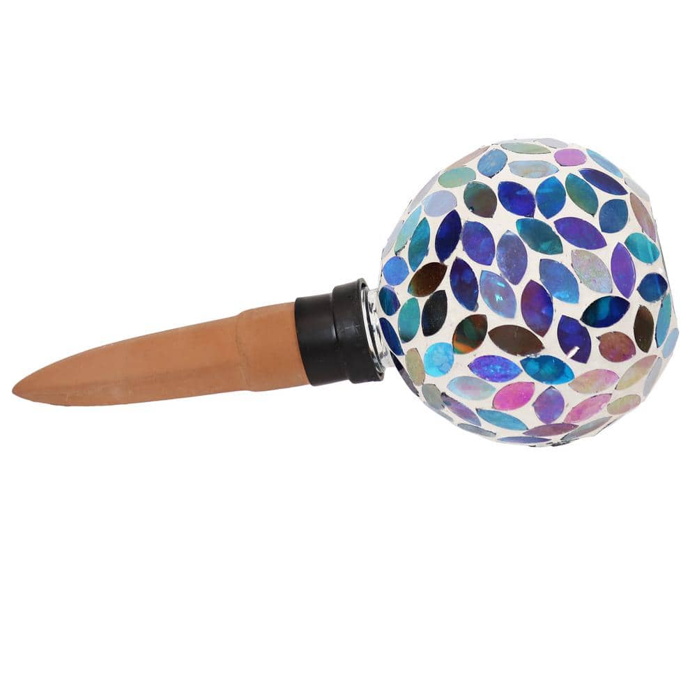 Colorful Mosaic Glass and Terracotta Self-Watering Globe for Plants