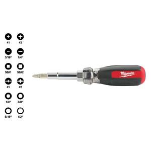 13-in-1 Multi-Tip Cushion Grip Screwdriver with 11-in-1 Multi-Tip Screwdriver with Square Drive Bits (2-Pack)