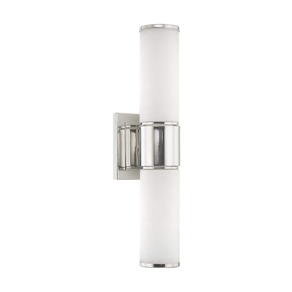 Polished Nickel 2-Light Vanity with Satin Opal Glass