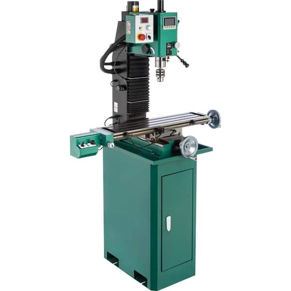Grizzly Industrial 7 in. x 29 in. 1-1/2 HP 18 in. Variable Speed 80-5000 RPM Mill/Drill Press w/ 1/2 in. Chuck Power Head Elevation and DRO