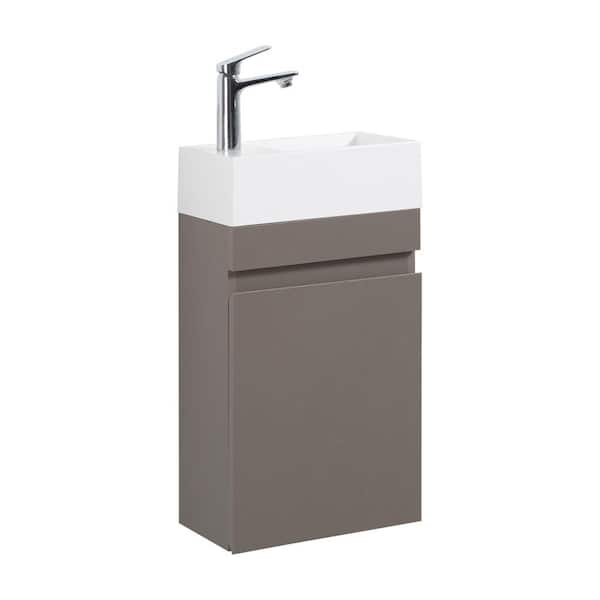 Unbranded 15.7 in. W x 8.7 in. D x 24.8 in. H Wall Mounted Bath Vanity in Gray with White Cultured Marble Top