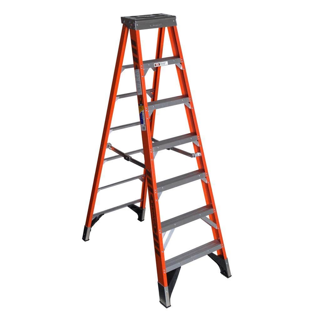 Werner 7 ft. Fiberglass Step Ladder with 375 lb. Load Capacity Type IAA Duty Rating -  7407