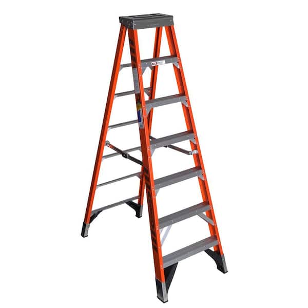 Werner 7 ft. Fiberglass Step Ladder with 375 lb. Load Capacity Type IAA Duty Rating