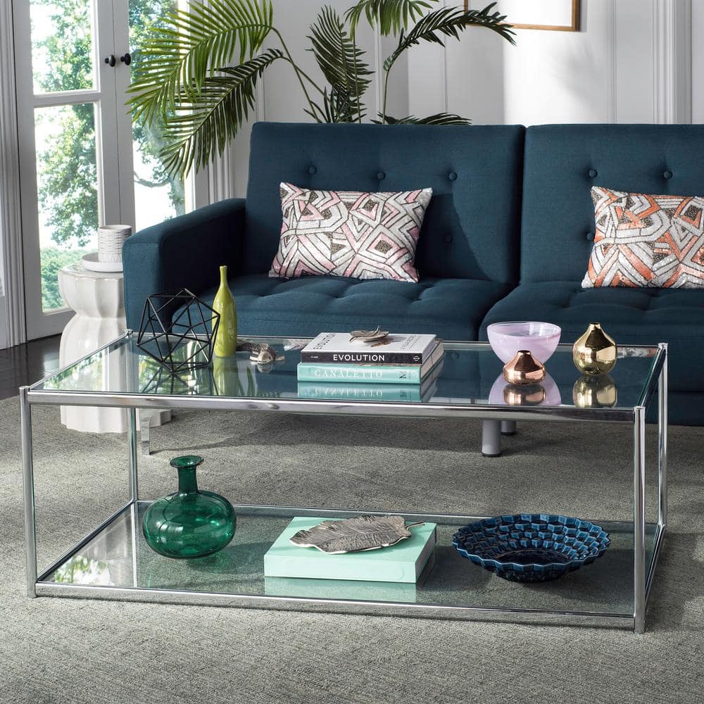 Bauhaus Chrome Glass Rectangular Coffee Table
