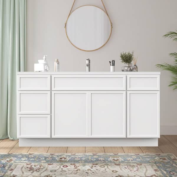 69 in. W x 21 in. D x 32.5 in. H Bath Vanity Cabinet without Top in White (Unassembled)