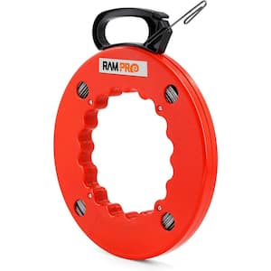 200 ft. Fish Tape Wire Puller with Double Loop Tip and 1/8 Steel Fish Tape Durable Housing in Red