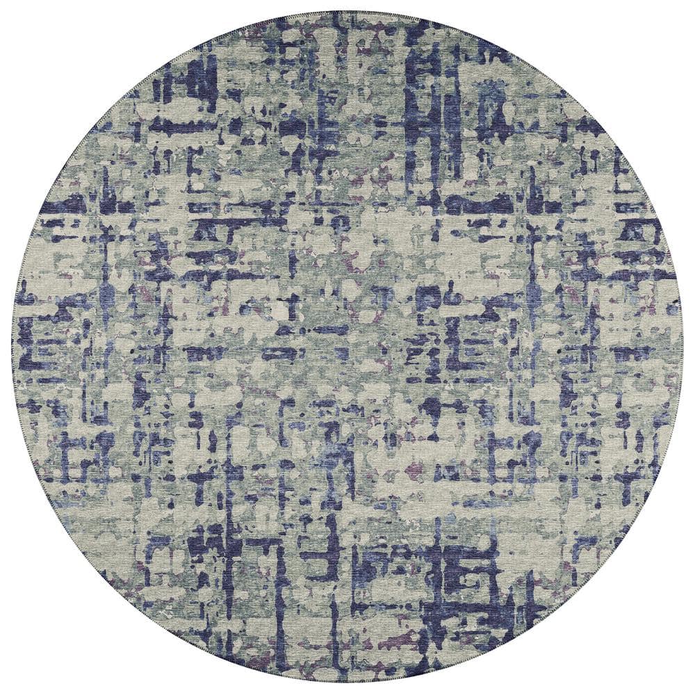 Bravado 8 ft. x 8 ft. Purple Geometric Indoor/Outdoor Washable Area Rug