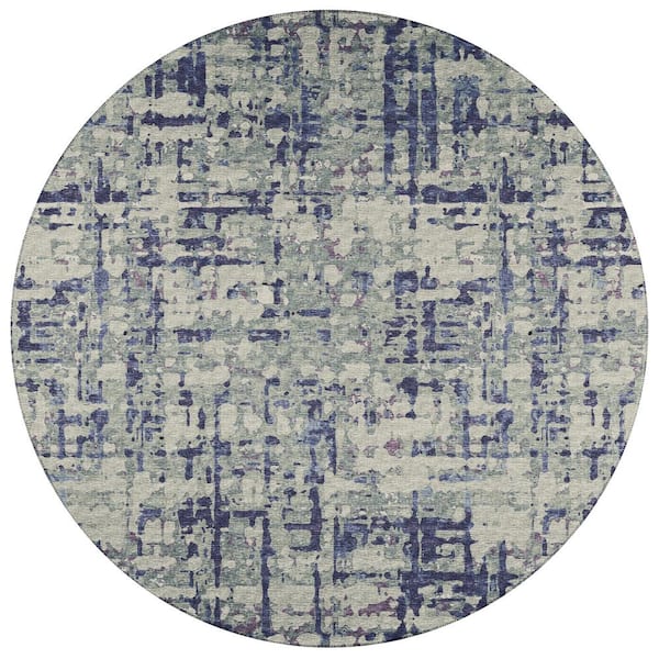 Addison Rugs Bravado 8 ft. x 8 ft. Purple Geometric Indoor/Outdoor Washable Area Rug