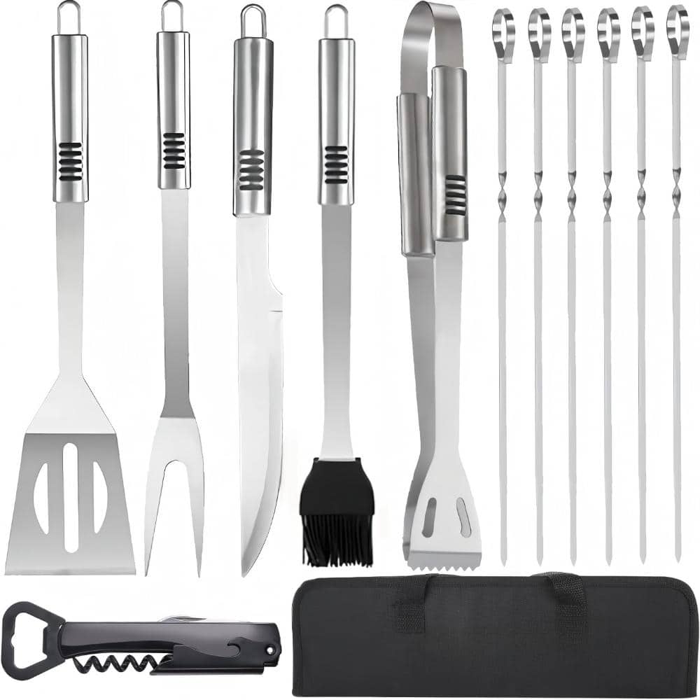 13-Piece BBQ Grill Tools Set Stainless Steel Non-Slip Handles Silver price history on PriceWatchPro
