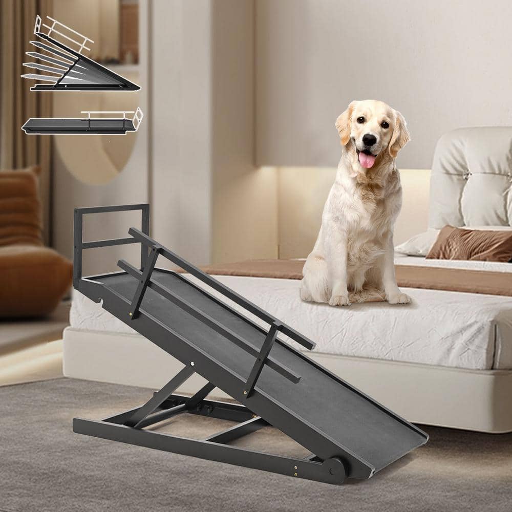 BOZTIY Foldable Pet Ramp, Adjustable Wood Dog Ramp with 5 Heights, Portable  Anti-Slip Dog Bed Ramp, 200 lbs. K16ZLQSK3-8GALN - The Home Depot