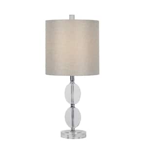 23.5 in. Flat Hourglass Crystal Table Lamp w/Brushed Steel metal accents and Decorator Shade