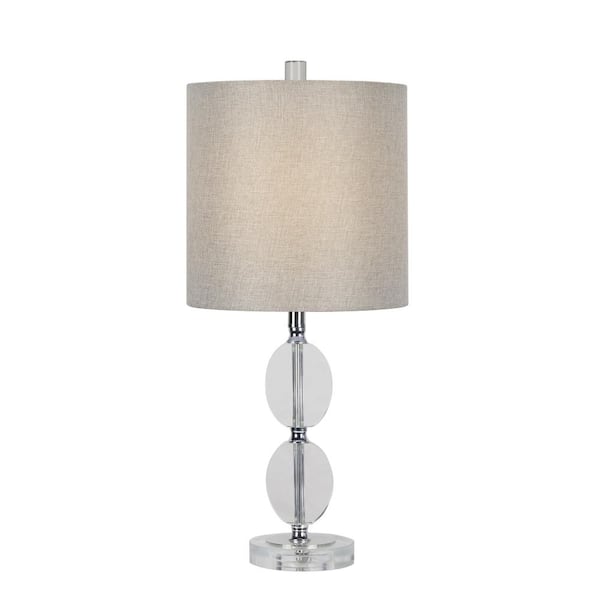 Fangio Lighting 23.5 in. Flat Hourglass Crystal Table Lamp w/Brushed Steel metal accents and Decorator Shade