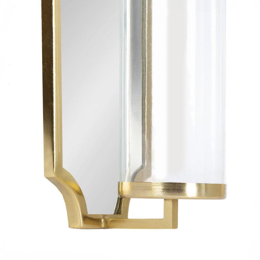 Gold Metal Mirrored Wall Sconce with Glass Candle Holder