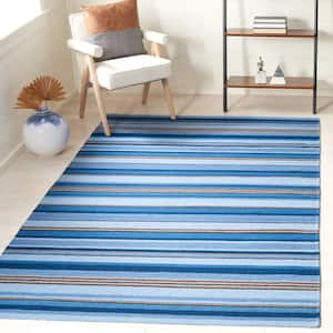 Striped Kilim Blue Rust 5 ft. x 8 ft. Striped Area Rug