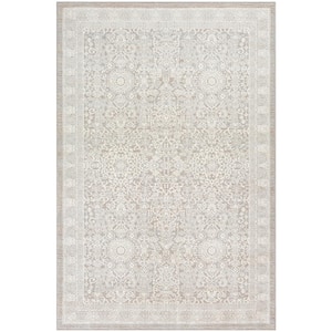 Renewed Silver Ivory 4 ft. x 6 ft. Distressed Traditional Area Rug