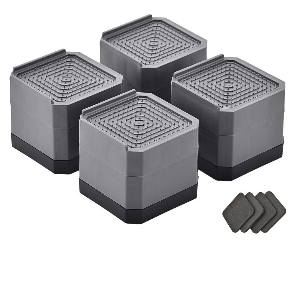 Angel Sar 4-Pack 3 in. Gray Bed Risers, Square Adjustable Furniture ...