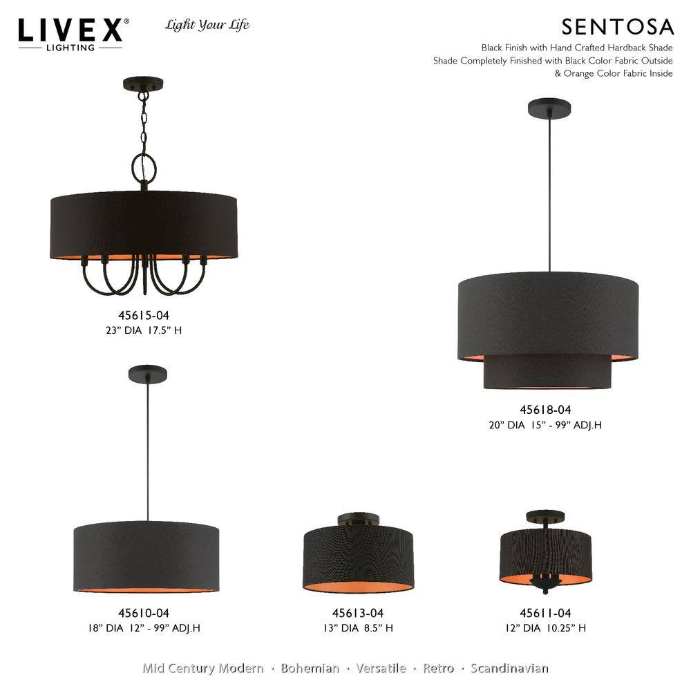 Sentosa Modern Black 3-Light Indoor/Outdoor Drum Pendant