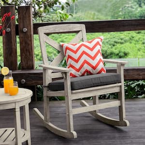 Tulle Wood Outdoor Rocking Chair with Gray Cushion