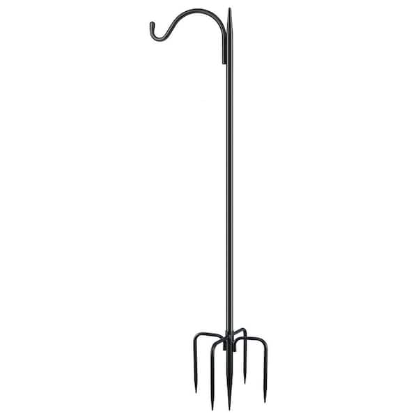 Unbranded 60 in. Heavy Duty Adjustable Metal Shepherd Hook with 5 Prongs Base 5/8 in. Thick for Hanging Bird Feeders Plant Baskets