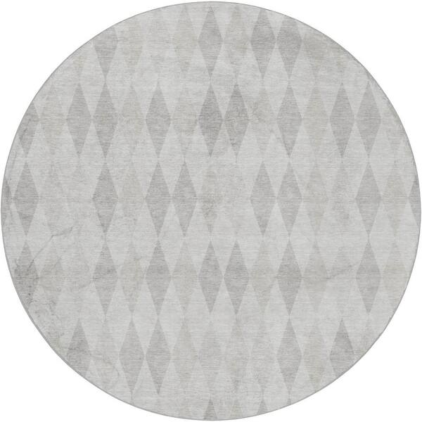 Dream Shag Premium Machine Washable Abstract ADS561 Ivory 8 ft. x 8 ft. Round Rug