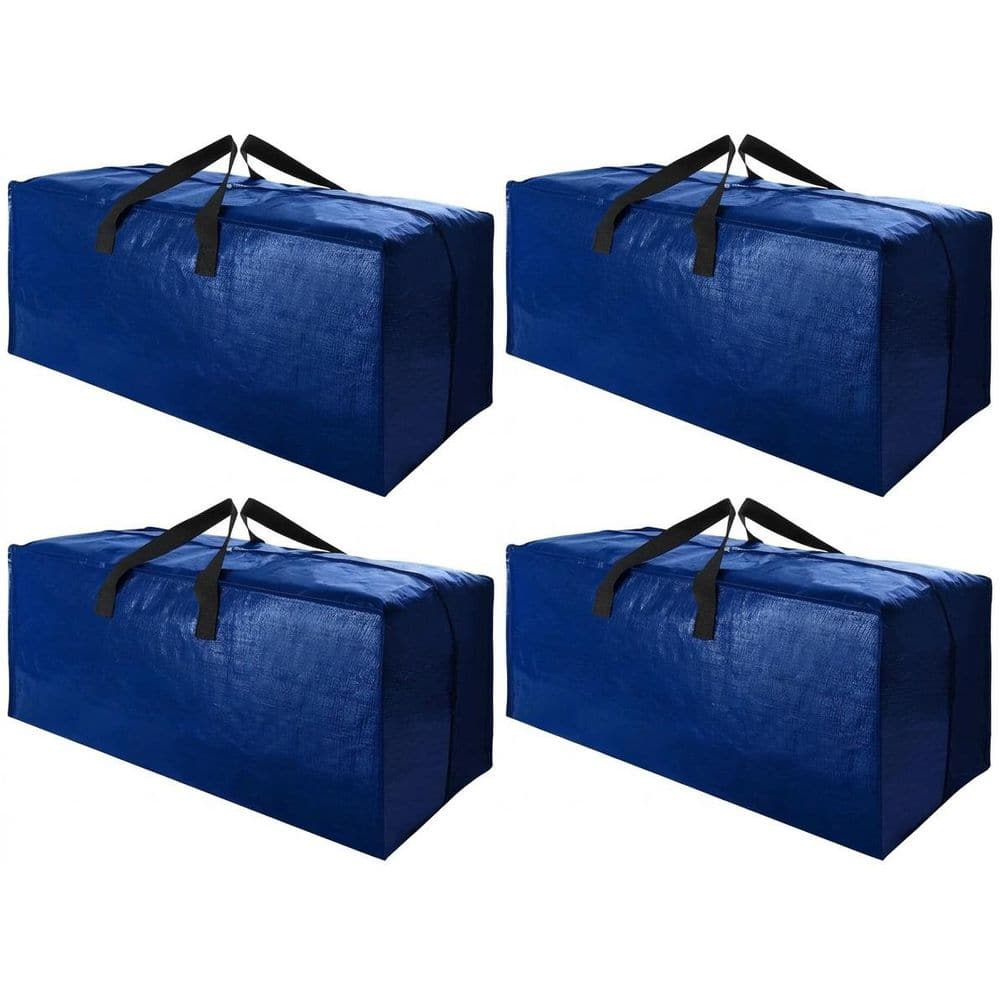 Anqtovp Blue Extra Large Moving Storage Tote Bags with Backpack