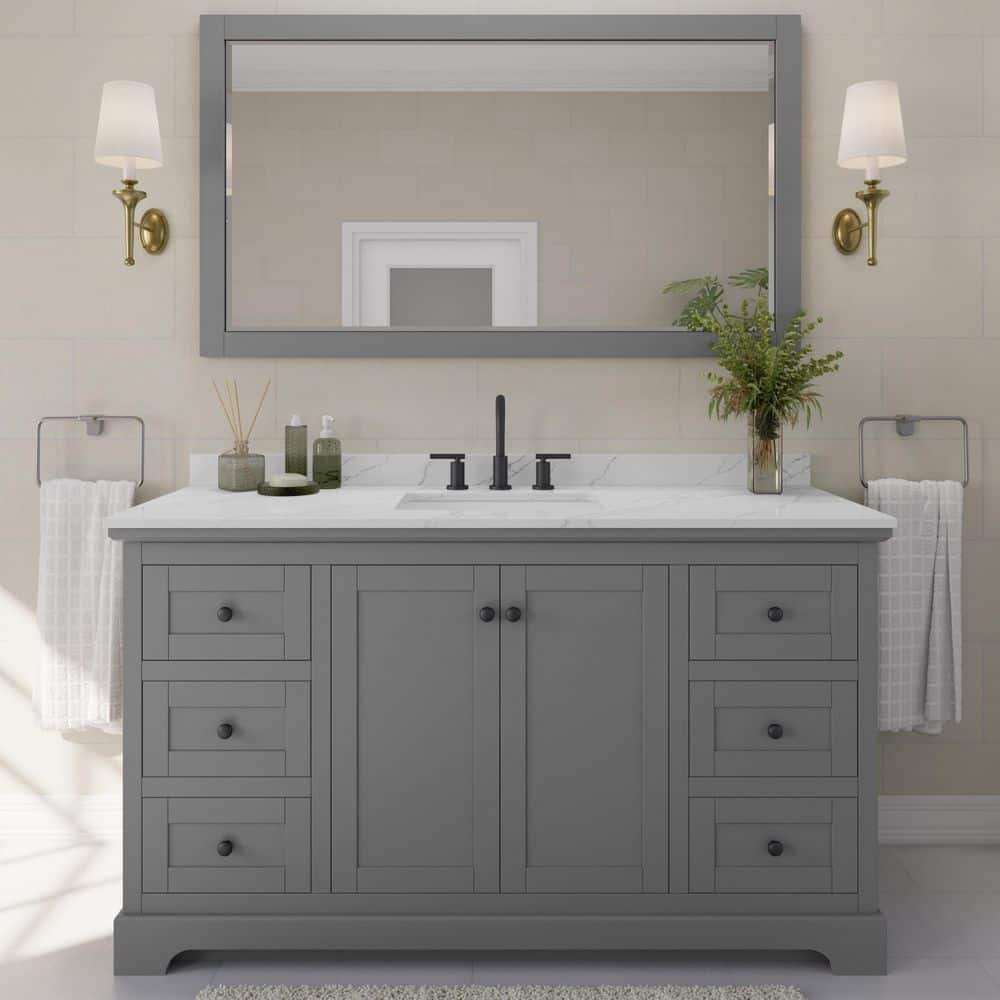 Avery 60 in. W x 22 in. D x 35 in. H Single Bath Vanity in Dark Gray with Giotto Quartz Top price history on PriceWatchPro