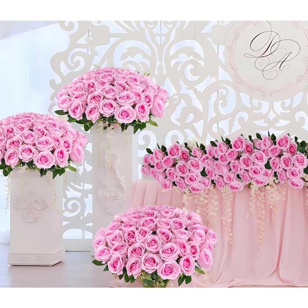 14 in. Pink Indoor/Outdoor Artificial Roses UM834M - The Home Depot