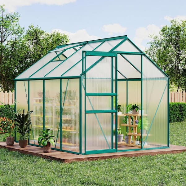 homfan 6x8 FT Walk-in Greenhouse, Aluminum Frame, PC Panels
