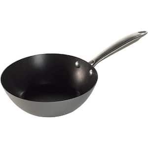 8.5 in. Heavyweight Aluminized Steel Nonstick Interiors Black Spun Wok with Stay Cool Stainless Steel Handles