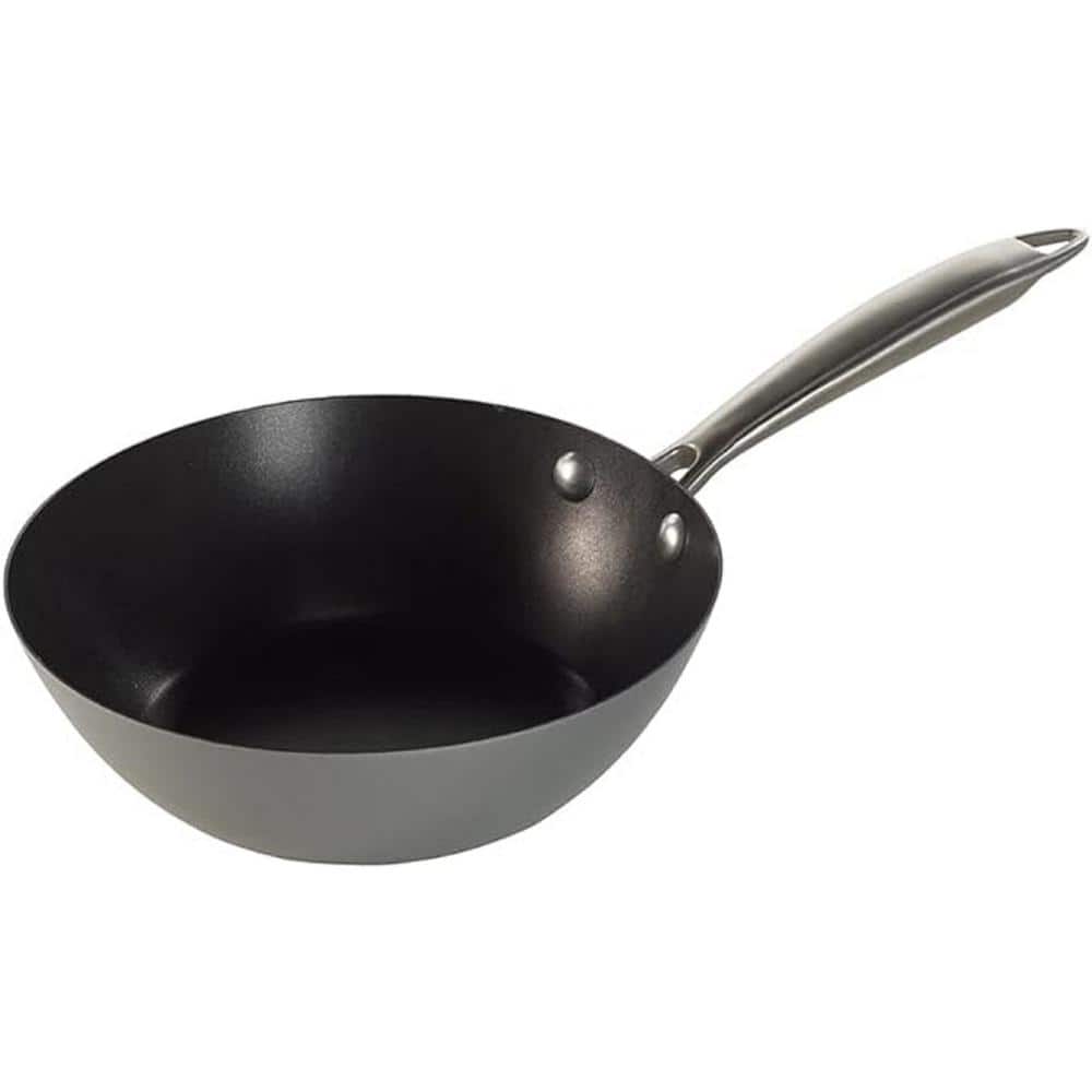 8.5 in. Heavyweight Aluminized Steel Nonstick Interiors Black Spun Wok with