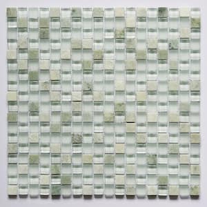 Classic Design Irish Cream Square Mosaic 12 in. x 12 in. Glass and and Stone Wall Backsplash Tile (1 sq. ft./Sheet)
