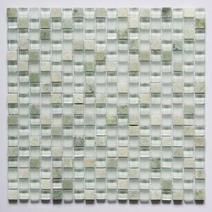 Classic Design Irish Cream Square Mosaic 12 in. x 12 in. Glass and and Stone Wall Backsplash Tile (1 sq. ft./Sheet)
