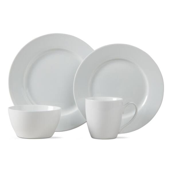 Tag Bliss 16-Piece Traditional White Porcelain Dinnerware Set (Service for 4)