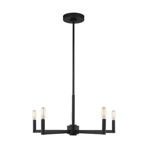 Generation Lighting Fullton Modern 5-Light Indoor Dimmable Midnight Black Chandelier
