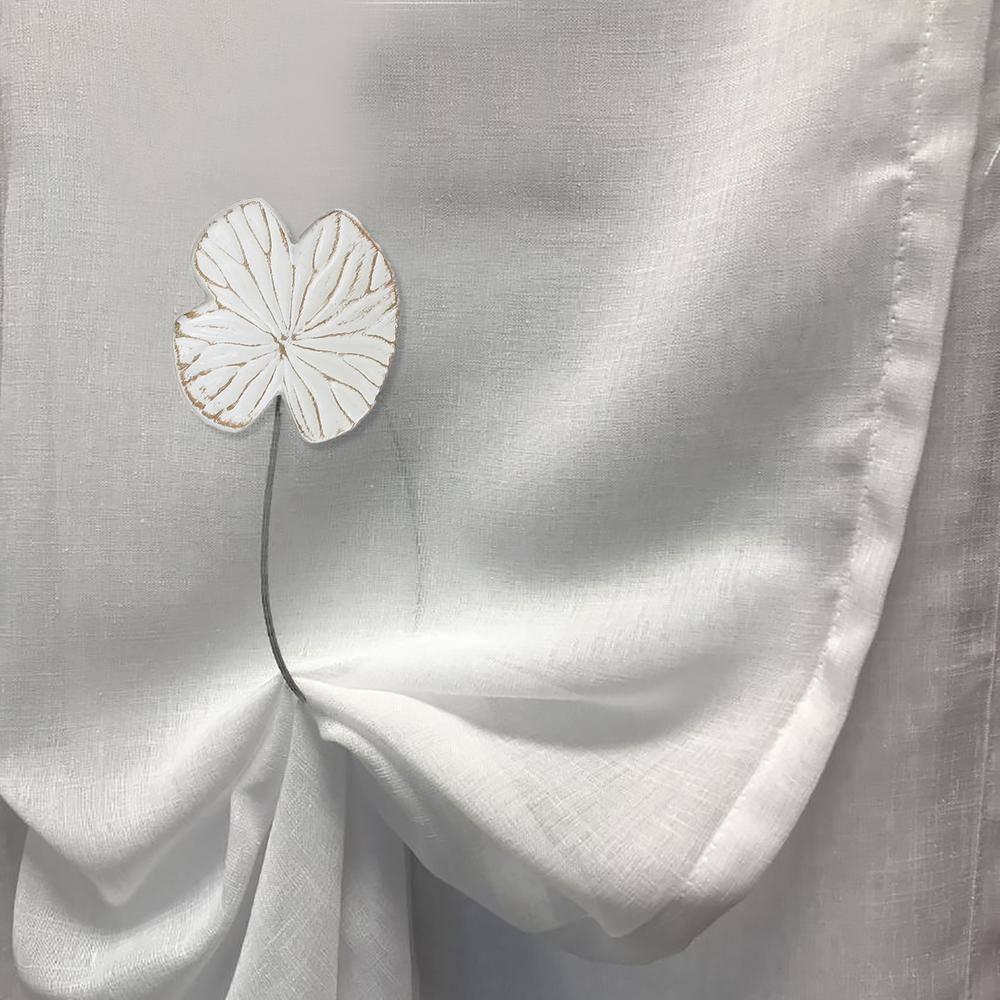 White and Gold Resin Water Lily Curtain Tiebacks, Set of 2