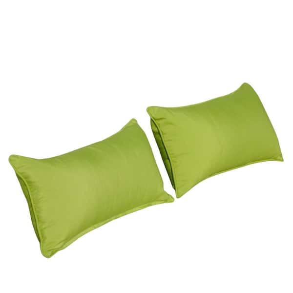 DIRECT WICKER Paint Green Polyester Fabric Rectangular Outdoor Lumbar Pillows (2-Pack)