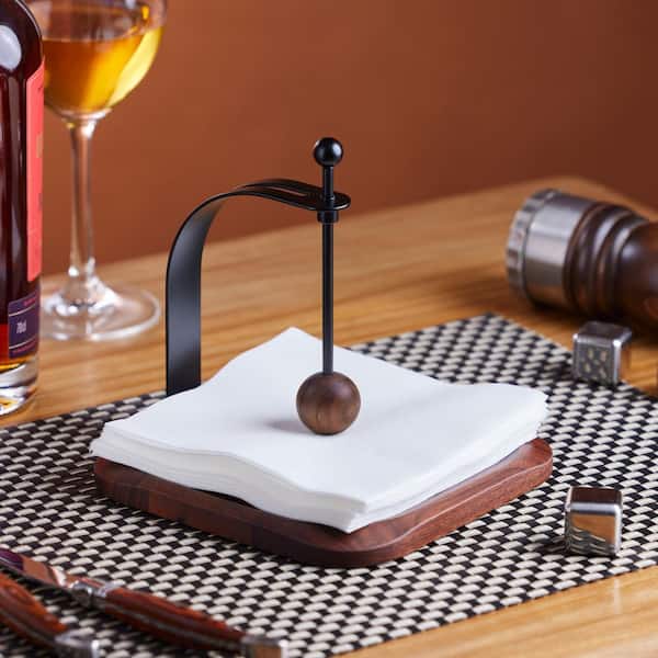 North American Black Walnut Napkin Holder, Solid Wood Tabletop Organizer, Outdoor-Ready with Multifunctional Storage