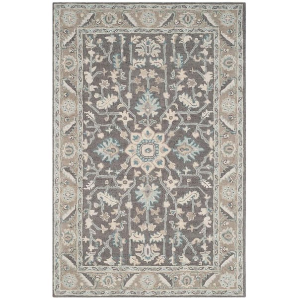 Blossom Dark Gray/Light Brown Doormat 3 ft. x 5 ft. Border Area Rug