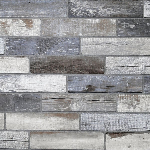 Wallace Grey Wood Tile Wallpaper Sample