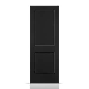30 in. x 80 in. Black Painted MDF Solid Core 2 Panel Shaker Interior Slab Door