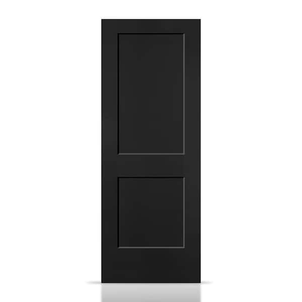 30 in. x 80 in. Black Painted MDF Solid Core 2 Panel Shaker Interior Slab Door