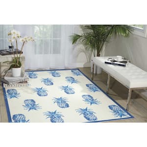 Pineapple Grove Ivory 8 ft. x 11 ft. Abstract Contemporary Indoor/Outdoor Patio Area Rug