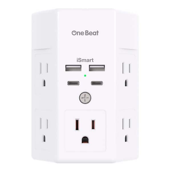 3 Amp 5-Outlet Extender with 4 USB Charging Ports 1800J Surge Protector Multi Plug Outlet for Dorm Home Office
