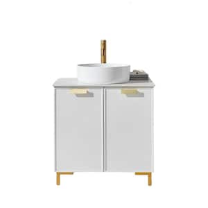 30in. W x 21 in. D x 29in. H single Sink White Modern Bathroom Vanity with White Ceramic Sink Top