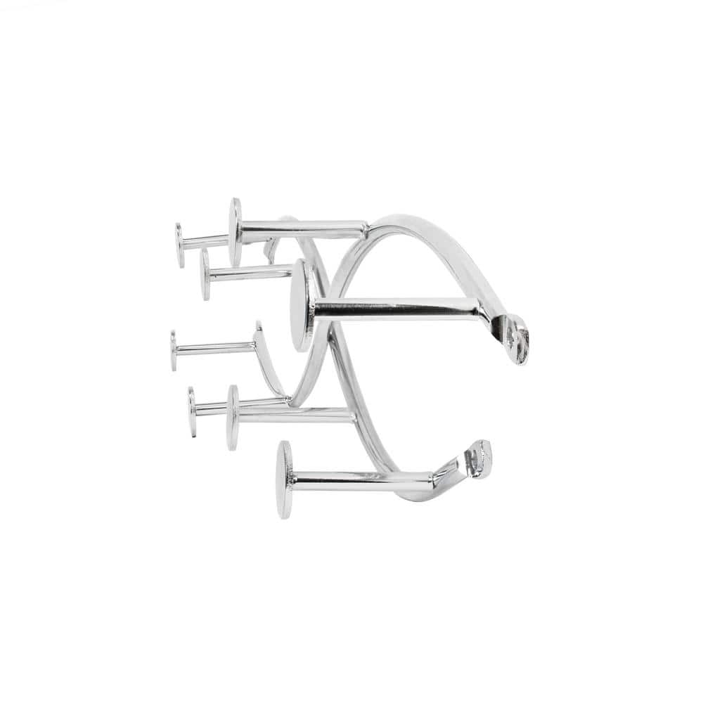 Chrome Steel Wall-Mount 8-Hook Rack with Shelf