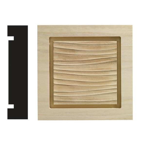 Ornamental Mouldings Wave Collection 1-3/16 in. x 5-1/2 in. x 5-1/2 in. White Hardwood Casing Door and Window Corner Block Moulding