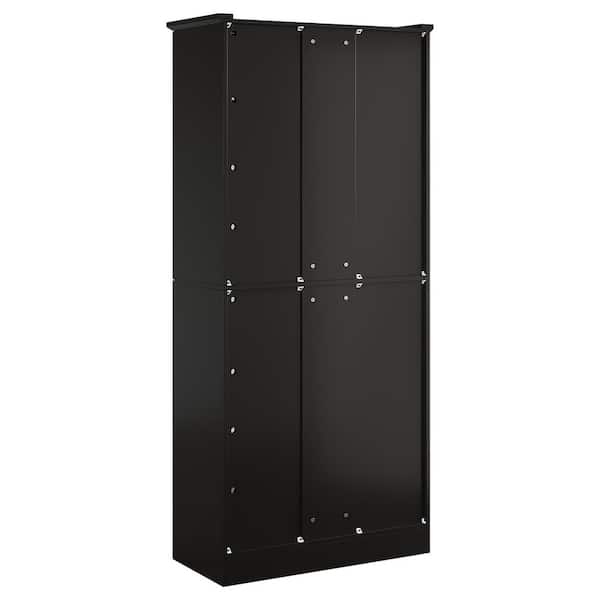 Lauren 68.94 in. H Wooden Black Shoe Storage Cabinet 32-Pairs 8-Tier Racks Organizer Adjustable Shelves Led Lights