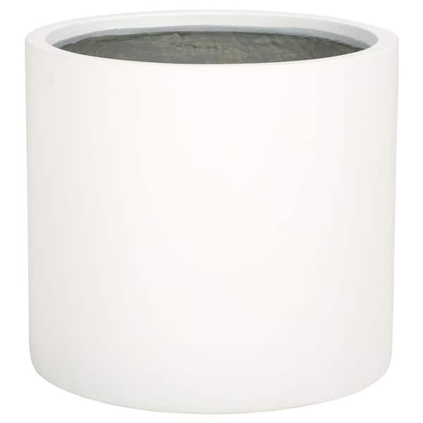 Alia White Concrete Ficonstone Outdoor Planter (14.5 in. W x 12.9 in. H)